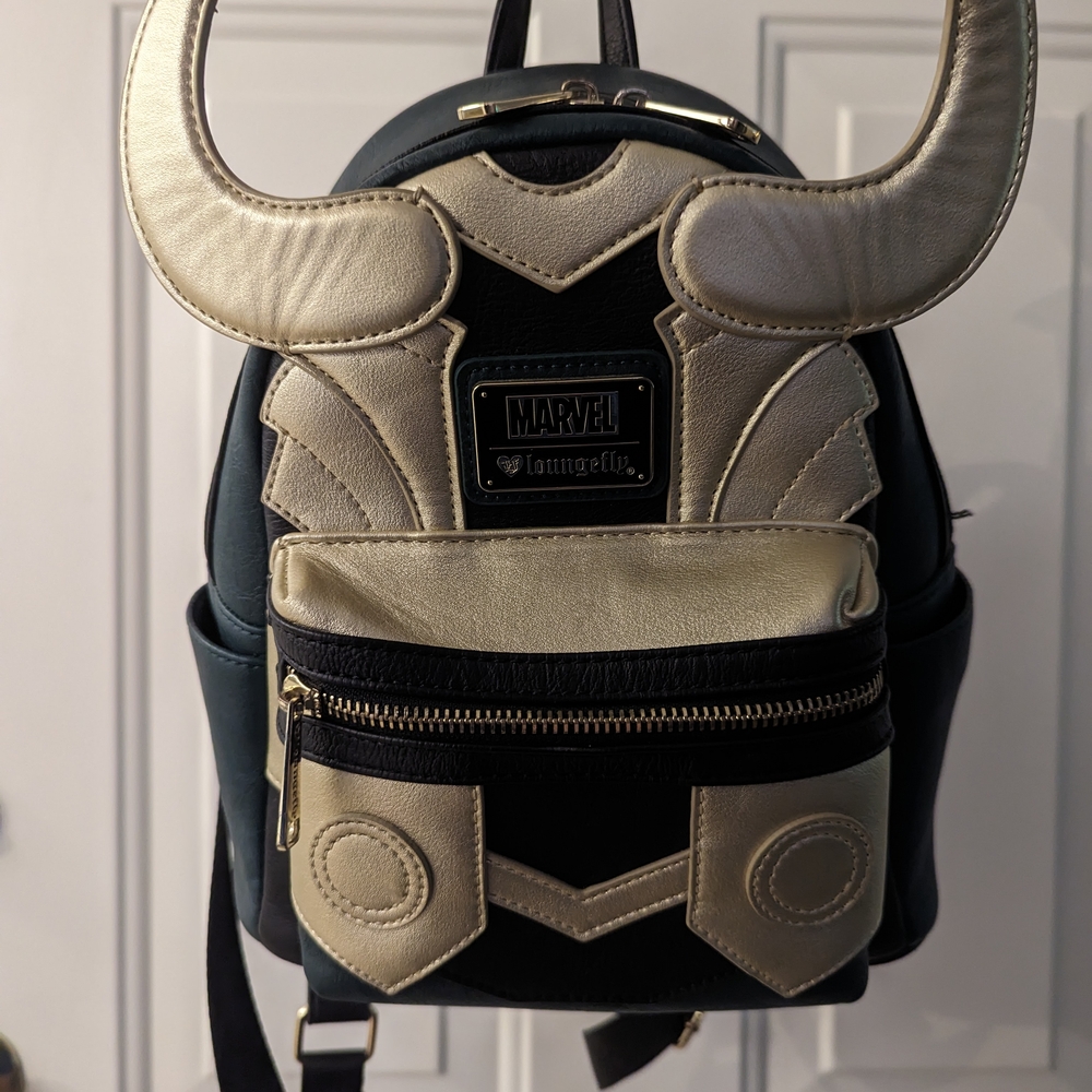 Loungefly Marvel Black and Gold Horned Backpack